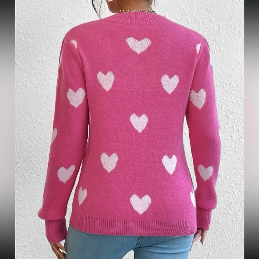 Cozy hearts print sweater top